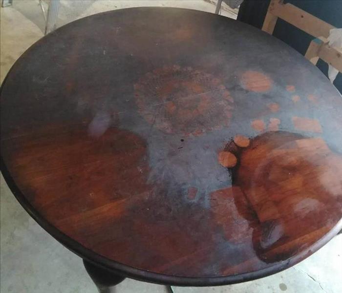 Wood Table Fire Damaged